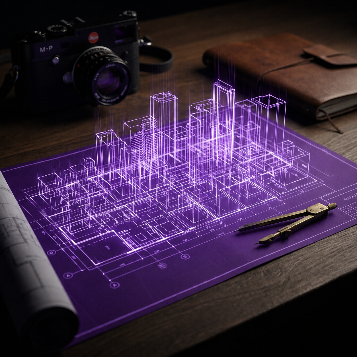 Student working on architectural rendering