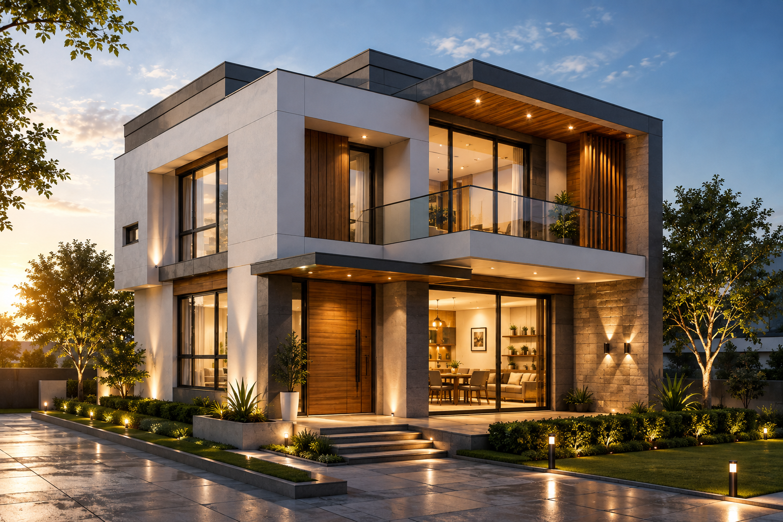 Rendered modern house